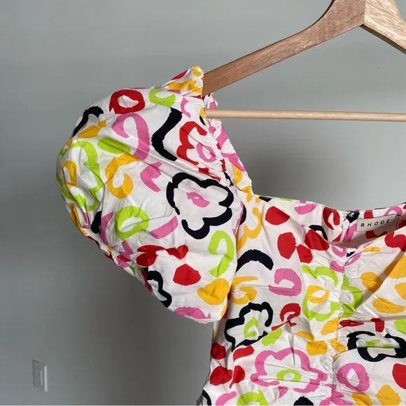 $495 NWT Rhode Tessa Cotton Poplin Dress in Painted Bloom Sz 0