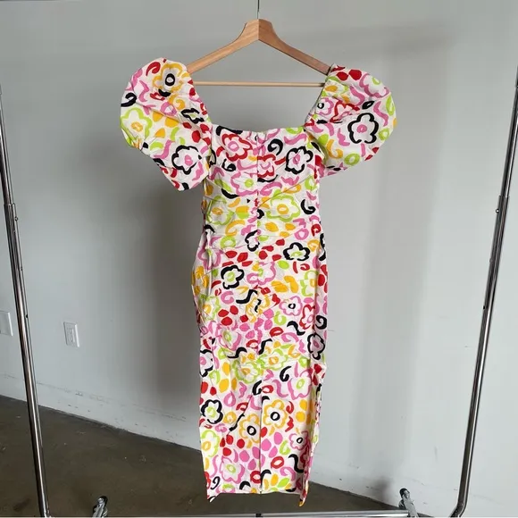 $495 NWT Rhode Tessa Cotton Poplin Dress in Painted Bloom Sz 0