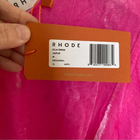$575 NWT Rhode Pink Ella Velvet Dress in Jaipur Sz Medium