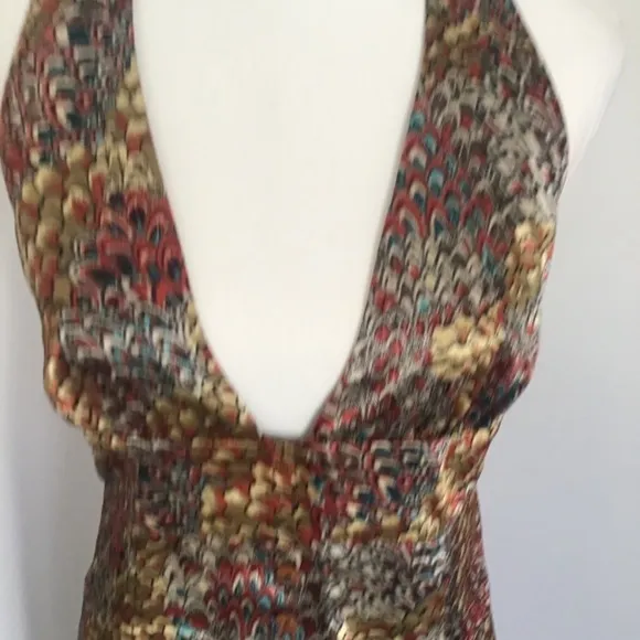 70’s Vibe Silk Halter Formal Maxi Dress Size XS 0/2 Formal Wedding Guest Dress