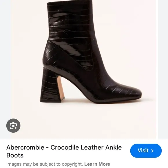 Abercrombie and Fitch crocodile leather black heeled boot