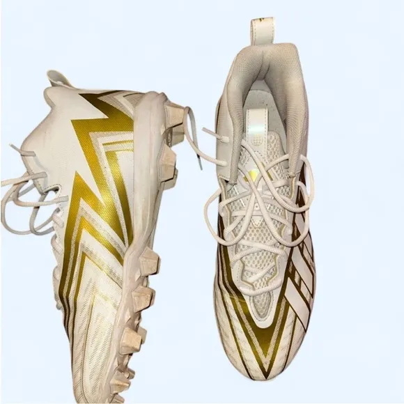 Adidas Gold and White Athletic Shoes with Zigzag Design