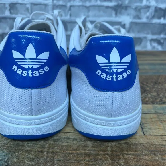 Adidas Ilie Nastase White Blue Tennis Shoes 2007 671886‎ Mens Size 14 Rare