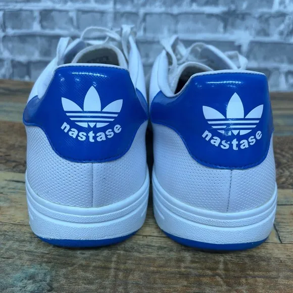 Adidas Ilie Nastase White Blue Tennis Shoes 2007 671886‎ Mens Size 14 Rare