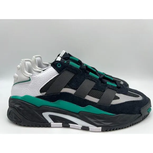 Adidas Originals Niteball Low Mens Athletic Shoes Black Green FW2477 Size 8 NEW