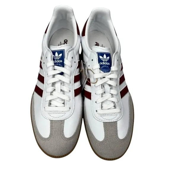 Adidas Samba OG White Collegiate Burgundy Gum Shoes IF3813 Men's Sizes 10 - 13