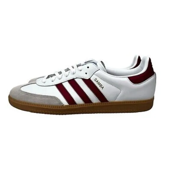Adidas Samba OG White Collegiate Burgundy Gum Shoes IF3813 Men's Sizes 10 - 13