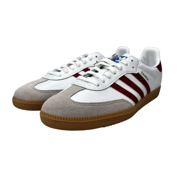 Adidas Samba OG White Collegiate Burgundy Gum Shoes IF3813 Men's Sizes 10 - 13