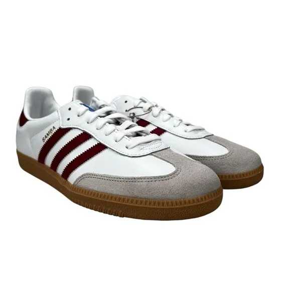 Adidas Samba OG White Collegiate Burgundy Gum Shoes IF3813 Men's Sizes 10 - 13