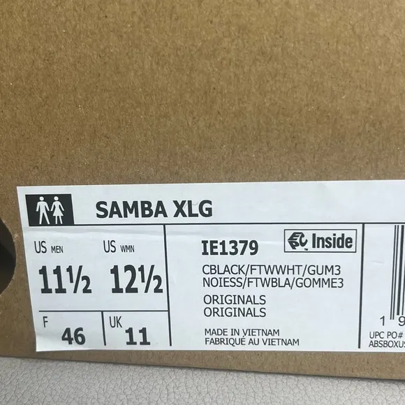 Adidas Samba XLG Black/ White Casual Shoes Mens Size 11.5 NEW
