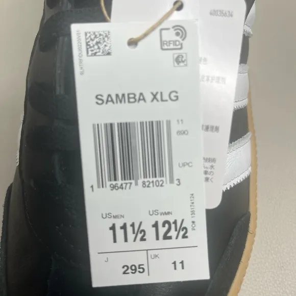 Adidas Samba XLG Black/ White Casual Shoes Mens Size 11.5 NEW