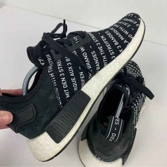 Adidas Ultraboost Black &amp; White Language NMD R1 &quot;Blackout&quot; Men’s Athletic Shoes