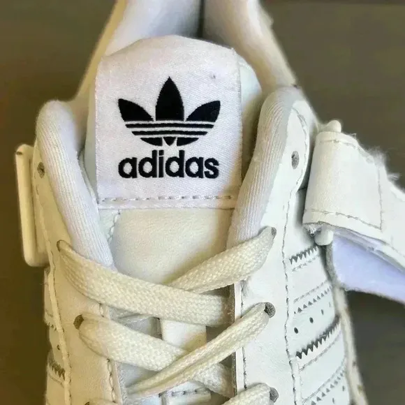 Adidas Women Forum Low Swarovski Crystals White Sz 7 GZ4377 Velcro Lace Up Shoes