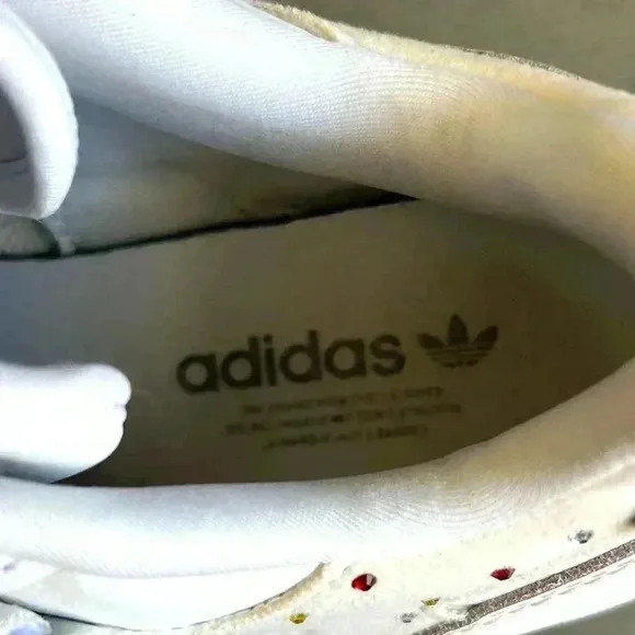Adidas Women Forum Low Swarovski Crystals White Sz 7 GZ4377 Velcro Lace Up Shoes