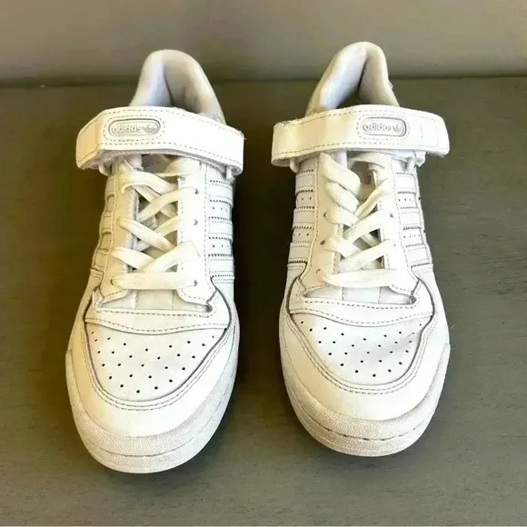 Adidas Women Forum Low Swarovski Crystals White Sz 7 GZ4377 Velcro Lace Up Shoes