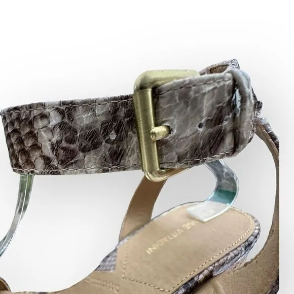ADRIENNE VITTADINI PLATFORM ESPADRILLE Cari sandals grey snake skin print size 9