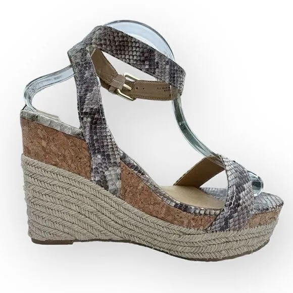 ADRIENNE VITTADINI PLATFORM ESPADRILLE Cari sandals grey snake skin print size 9
