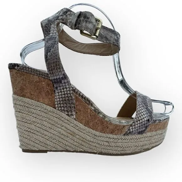 ADRIENNE VITTADINI PLATFORM ESPADRILLE Cari sandals grey snake skin print size 9