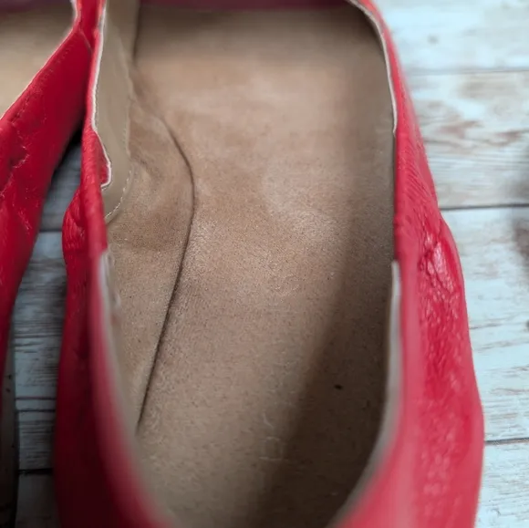Aerosoles Tidbit Leather Red Open / Peep Toe Flat Dress Slipper Sandal Shoes 6.5