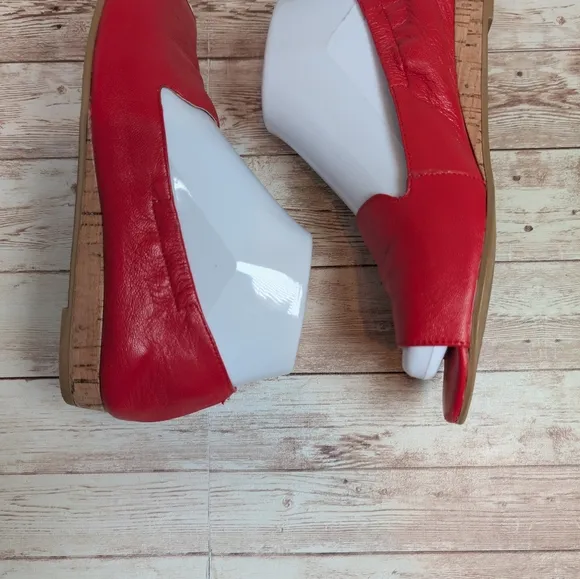 Aerosoles Tidbit Leather Red Open / Peep Toe Flat Dress Slipper Sandal Shoes 6.5