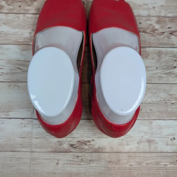 Aerosoles Tidbit Leather Red Open / Peep Toe Flat Dress Slipper Sandal Shoes 6.5