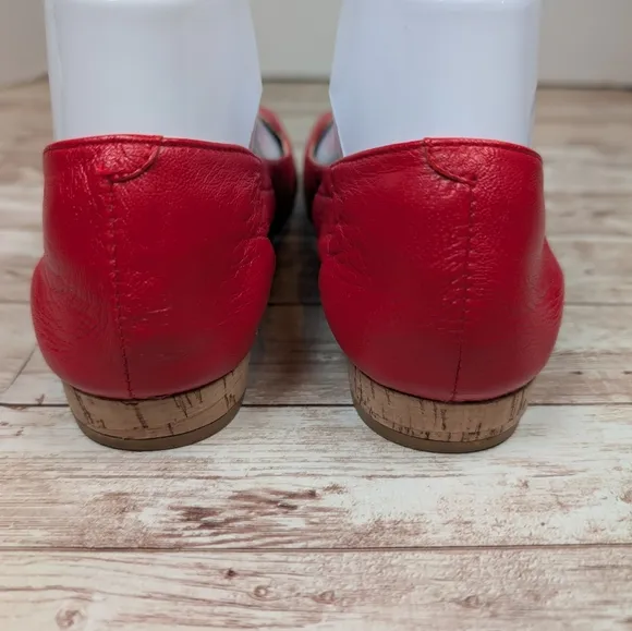 Aerosoles Tidbit Leather Red Open / Peep Toe Flat Dress Slipper Sandal Shoes 6.5