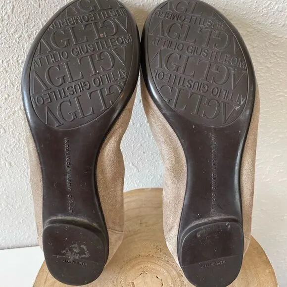 AGL Attilio Giusti Leombruni Snakeskin Cap Toe Ballet Shoes Size 37 (US 6.5)