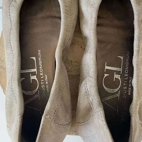 AGL Attilio Giusti Leombruni Snakeskin Cap Toe Ballet Shoes Size 37 (US 6.5)
