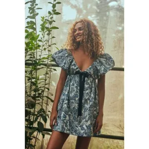 AGUA BY AGUA BENDITA Horizonte Libeulas Bow-Embellished Cotton Mini Dress XL