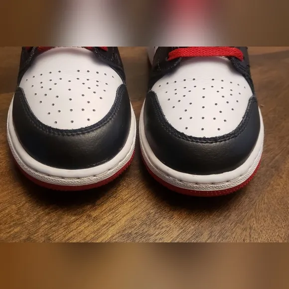 Air Jordan 1 Mid White Gym Red Black - Youth Size 4.5Y / Women's Size 6