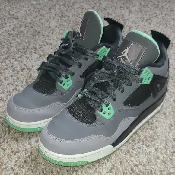 Air Jordan 4 Gray and Green Sneakers
