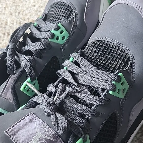Air Jordan 4 Gray and Green Sneakers