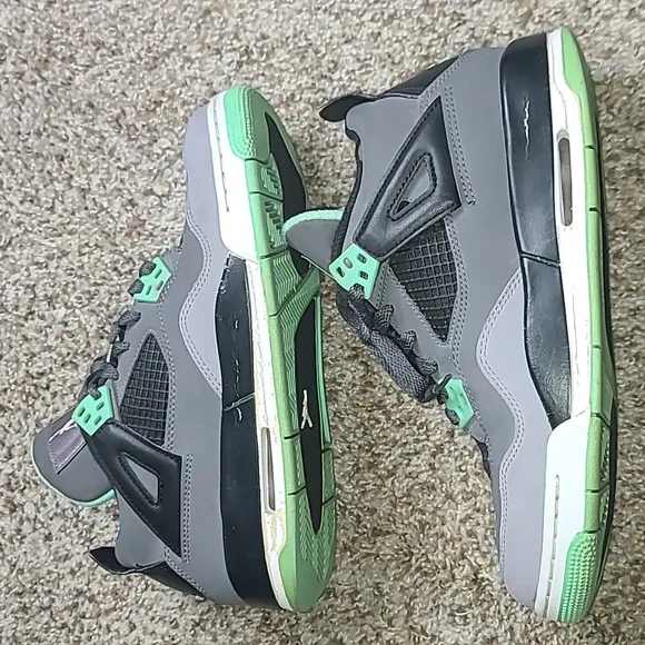 Air Jordan 4 Gray and Green Sneakers