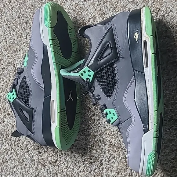 Air Jordan 4 Gray and Green Sneakers