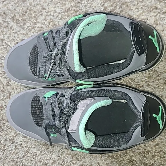 Air Jordan 4 Gray and Green Sneakers