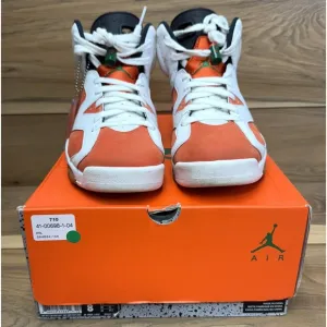 Air Jordan 6 Retro 384664145 Mens Sneaker Sz 8 White Orange Black Athletic Shoes