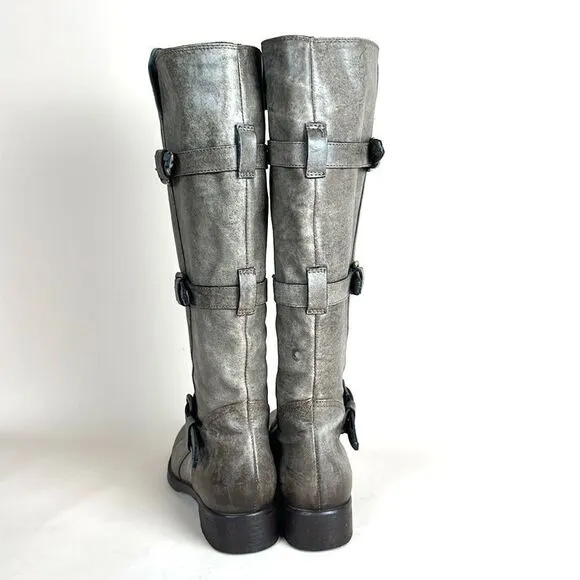 Alberto Fermani Camelot Tortaria Boots Leather Knee High Buckles 38 US 6,5
