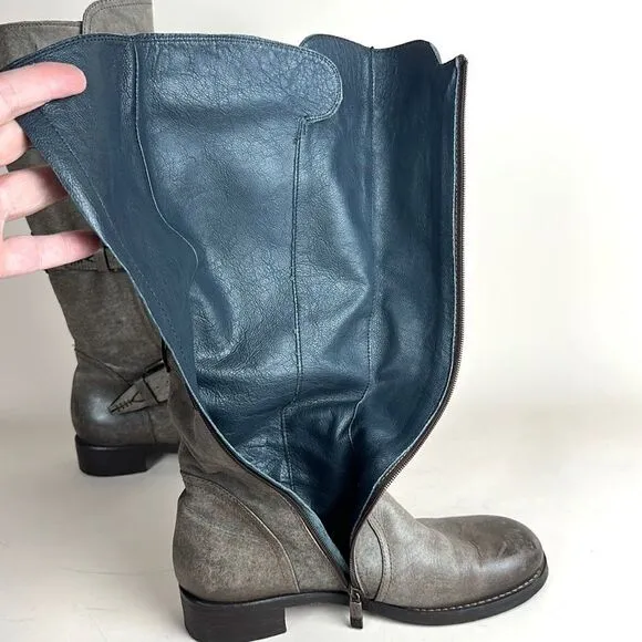 Alberto Fermani Camelot Tortaria Boots Leather Knee High Buckles 38 US 6,5