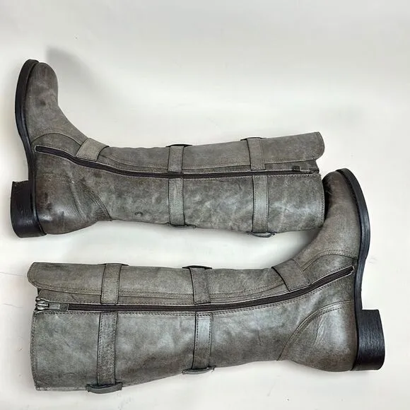 Alberto Fermani Camelot Tortaria Boots Leather Knee High Buckles 38 US 6,5