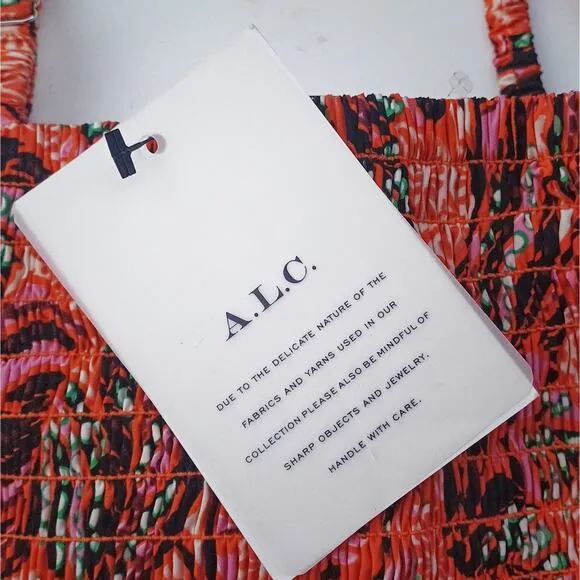 A.L.C. African-Inspired Cotton Maxi Dress | Smocked Bodice | Vibrant Print | NWT