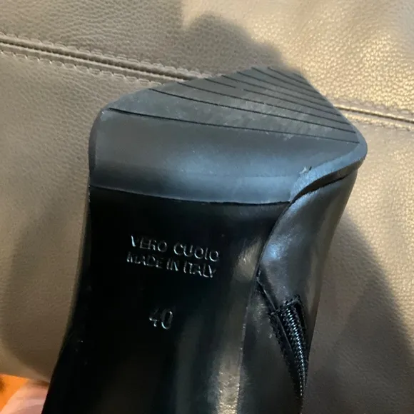 ALDO Black Real Leather Whimsigoth Edgy Knee High Heeled Rhinestone Boots 9/EU40