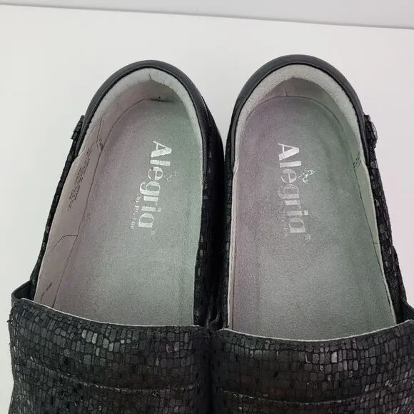 Alegria By PG Lite Womens Size EU 40 US 9.5-10 Black Sparkle Comfort Clog Shoes