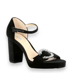 Alex Marie Janessa Velvet Jewel Buckle Platform Dress Sandals
