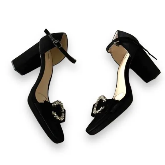 Alex Marie Janessa Velvet Jewel Buckle Platform Dress Sandals