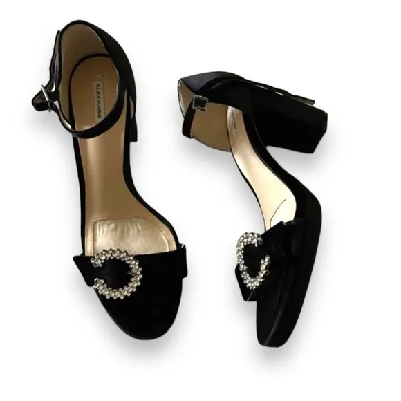 Alex Marie Janessa Velvet Jewel Buckle Platform Dress Sandals