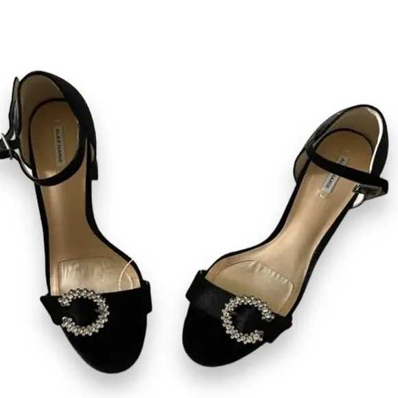 Alex Marie Janessa Velvet Jewel Buckle Platform Dress Sandals