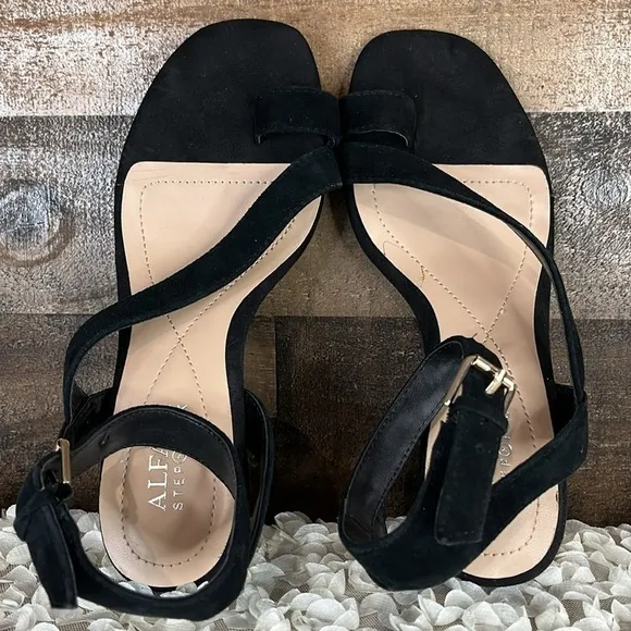 ALFANI Coreena Black Suede Dress Sandals Size 5