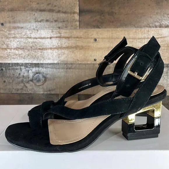 ALFANI Coreena Black Suede Dress Sandals Size 5