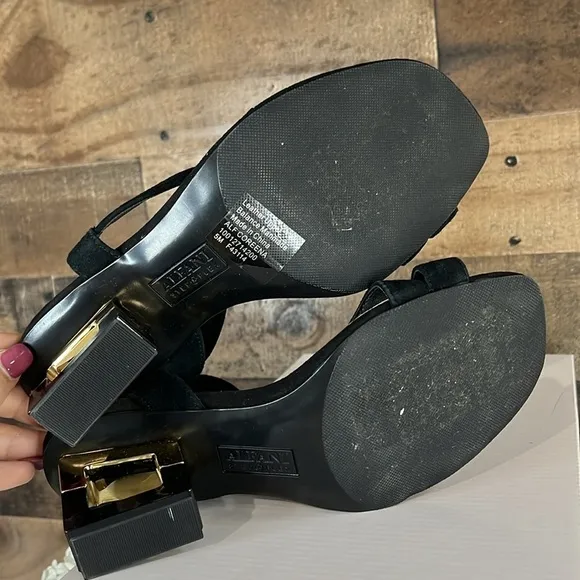ALFANI Coreena Black Suede Dress Sandals Size 5