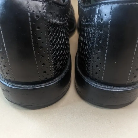 ALLEN EDMONDS &quot;SHREVEPORT&quot; BLACK WOVEN LEATHER CAP TOE OXFORD DRESS SHOES MEN'S